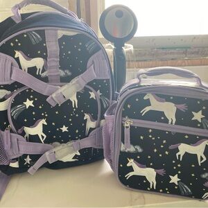 Unicorn Backpack and Lunchbox Set - Purple and Black